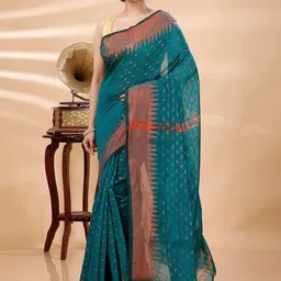 DipDiya Geometric Woven Design Taant Saree-image-37