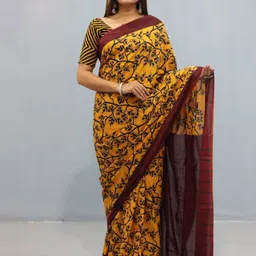Sanganeri Print Floral Printed Pure Cotton Bagru Saree-picture-27