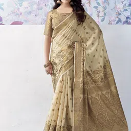 Mitera Ethnic Motifs Woven Design Zari Silk Cotton Banarasi Saree-picture-26