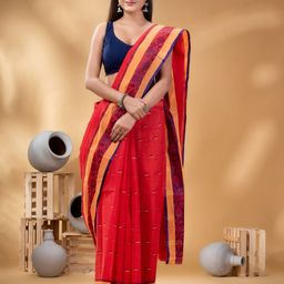 DESH BIDESH Ethnic Motifs Woven Design Pure Cotton Taant Saree-picture-9