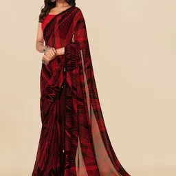 MIRCHI FASHION Black & Red Sequinned Poly Georgette Saree-picture-12