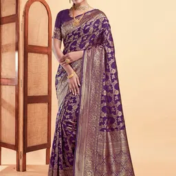 KALINI Floral Woven Design Zari  Banarasi Saree-picture-21