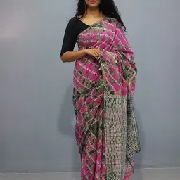JAIPURI PRINT Tie and Dye Pure Cotton Ikat Saree-picture-24