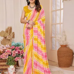 ODETTE Striped Ready to Wear Saree image 1
