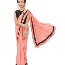Dhyey Fashion Girls Sequinned Ready to Wear Saree-picture-51