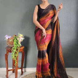 Mitera Striped Zari Poly Georgette Ready to Wear Saree-picture-15