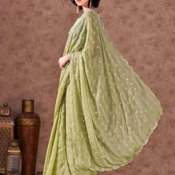 Tikhi Imli Embellished Mirror Work Saree with Blouse image 2