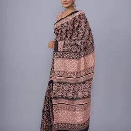 TROPWEAR Ethnic Motifs Pure Cotton Block Print Saree image 2
