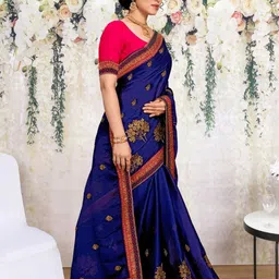 Mitera Floral Embroidered Silk Blend Saree image 2