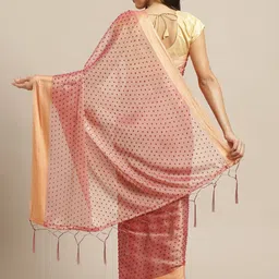 Saree mall Peach-Coloured & Red Dobby Weave Saree image 2