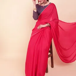 Sangria Pink Satin Saree image 2