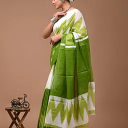 JAIPURI PRINT Leheriya Pure Cotton Bagru Saree image 3