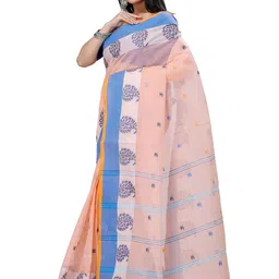 PuJoy Woven Design Ethnic Motifs Pure Cotton Taant Saree image 2