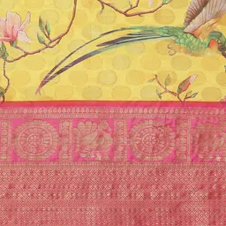 Silk Land Yellow & Red Ethnic Motifs Zari Art Silk Banarasi Saree image 3