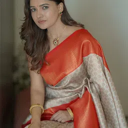 KALINI Woven Design Silk Blend Designer Banarasi Saree image 5