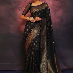 Rujave Ethnic Motifs Zari Art Silk Kanjeevaram Saree image 3