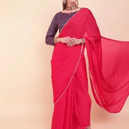 Sangria Pink Satin Saree image 3