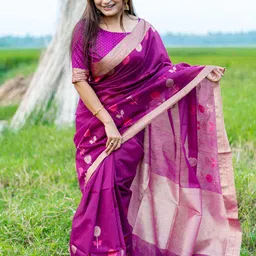 VISHNU WEAVES Floral Woven Design Zari Mysore Silk Saree image 3