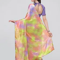 KALINI Green & Purple Tie and Dye Saree image 3
