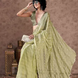 Tikhi Imli Embellished Mirror Work Saree with Blouse image 4