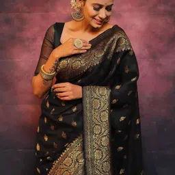 Rujave Ethnic Motifs Zari Art Silk Kanjeevaram Saree image 4