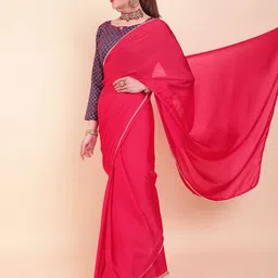 Sangria Pink Satin Saree image 4