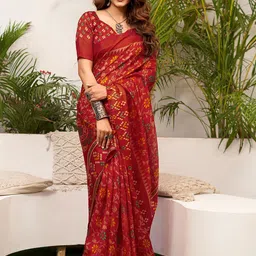 KALINI Floral Dabu Saree With Blouse Piece image 4