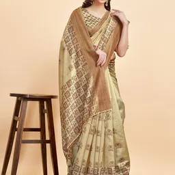 Mitera Floral Printed Zari Pure Silk Saree image 4