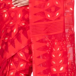 PuJoy Geometric Woven Design Zari Jamdani Saree image 5