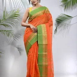 Charukriti Ethnic Motifs Woven Design Zari Pure Cotton Taant Saree image 1