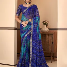 Reboot Fashions Bandhani Zari Pure Chiffon Bandhani Saree image 1