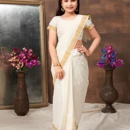 Aarika Girls Woven Design Zari Saree image 1