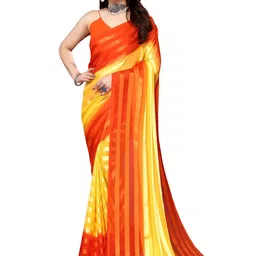 moda rapido ANAND SAREES Striped Satin Saree image 1