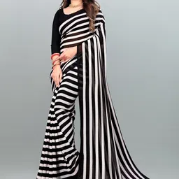 moda rapido ANAND SAREES Striped Printed Saree image 1