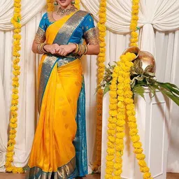 Aldwych Ethnic Motifs Woven Design Zari Banarasi Saree image 1