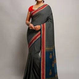 BENGAL HANDLOOM Ethnic Motifs Art Silk Taant Saree image 1