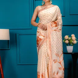 MIMOSA Floral Woven Design Zari Art Silk Banarasi Saree image 1