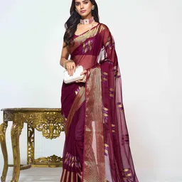 Sangria Woven Design Pure Chiffon Saree image 4