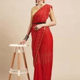 Saree mall Women Red Floral Embellished Saree-image-53