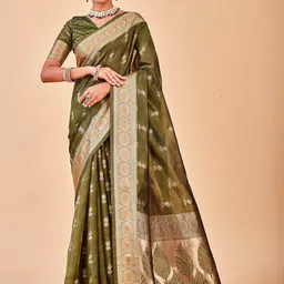 anouk rustic Anouk Ethnic Motifs Woven Design Zari Organza Saree-picture-36