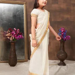 Aarika Girls Woven Design Zari Saree image 2