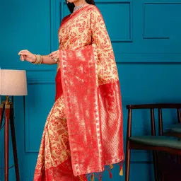 MIMOSA Floral Woven Design Zari Art Silk Banarasi Saree image 2