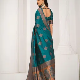 Sangria Ethnic Motifs Woven Design Zari Saree image 3