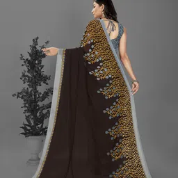 moda rapido ANAND SAREES Ethnic Motifs Printed Georgette Saree image 3