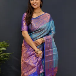 Mitera Ethnic Motifs Woven Design Zari Kanjeevaram Saree image 3