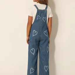 Vero Moda Girls Printed Pure Cotton Dungaree Comes With T-Shirt image 2