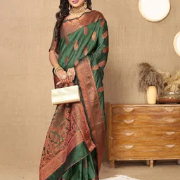 KALINI Ethnic Motifs Zari Banarasi Saree image 3