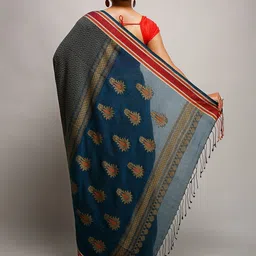 BENGAL HANDLOOM Ethnic Motifs Art Silk Taant Saree image 3