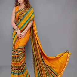 moda rapido ANAND SAREES Striped Ethnic Motifs Printed Saree image 3