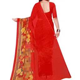 Florence Red & Yellow Floral Pure Georgette Saree image 3